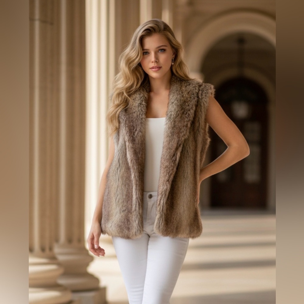 Faux Fur Vest in light Brown